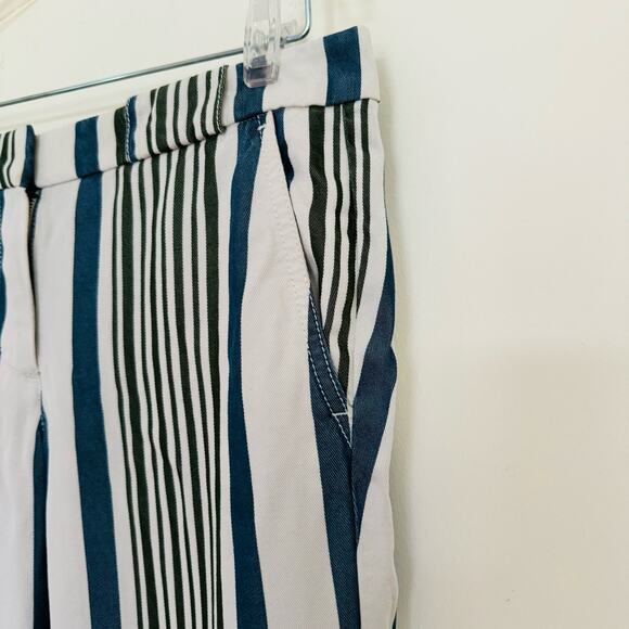 Ann Taylor LOFT Olive Green Blue Cream Casual Striped Jogger Pants Size 4 - Picture 5 of 11